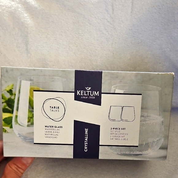 Keltum Other - Keltum Table Talks Water Crystalline Glass 2-Piece Set Lead Free Dishwasher Safe